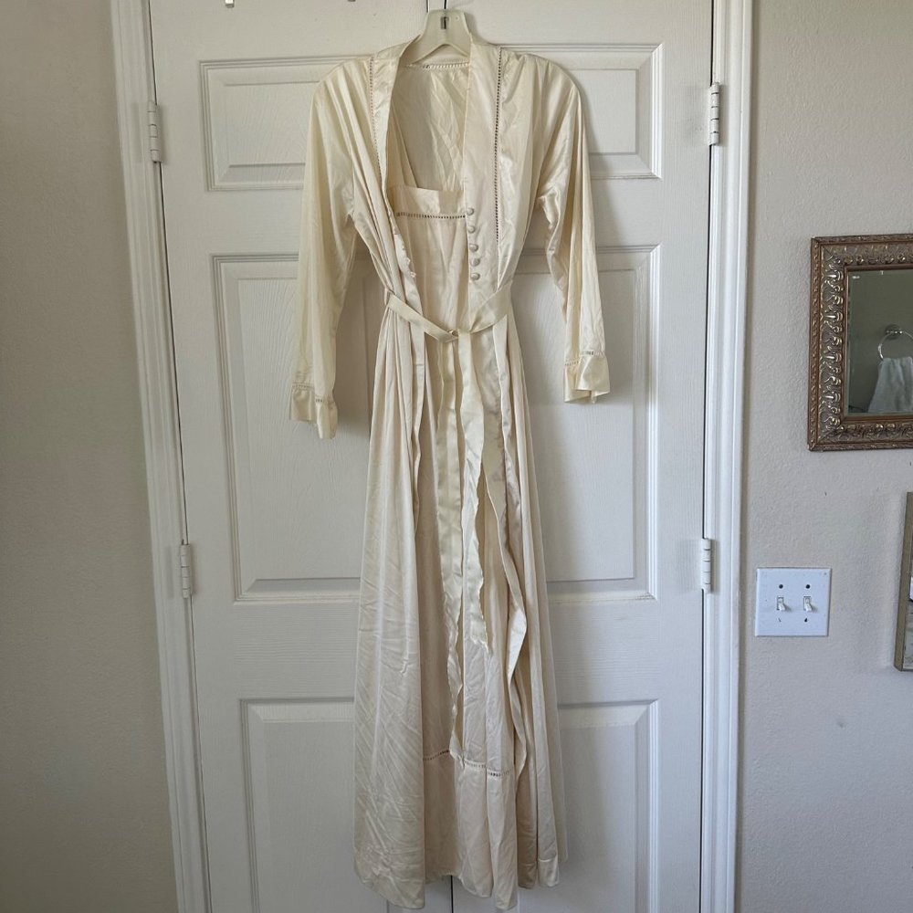 Vassarette vintage 1950s white ivory nylon sleeveless nightgown slip robe set - Picture 2 of 9